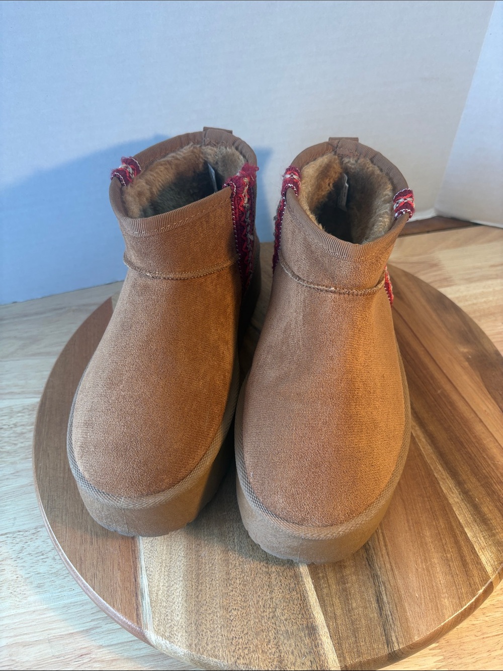 Olivia & Kate Women’s Ankle Booties in Tan with Plush Lining